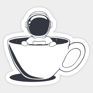 Cartoon Astronaut is in a cup with space Sticker